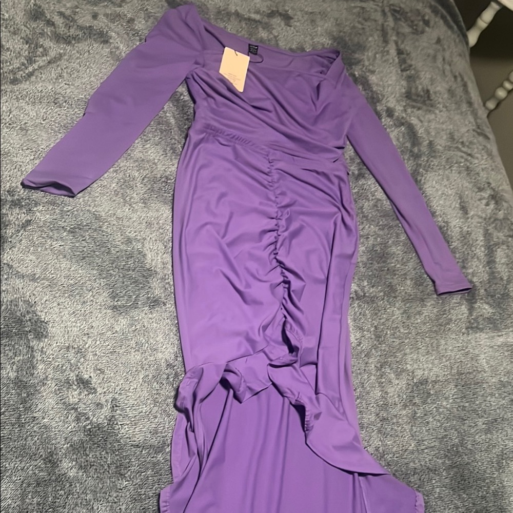 Elegant Purple Off-Shoulder Dress